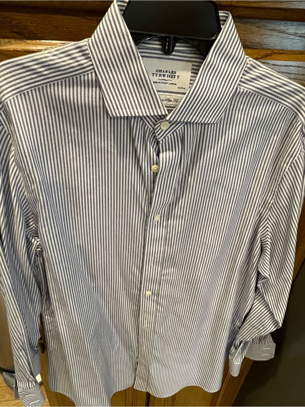 Charles Tyrwhitt Navy and White Pinstripe Dress Shirt